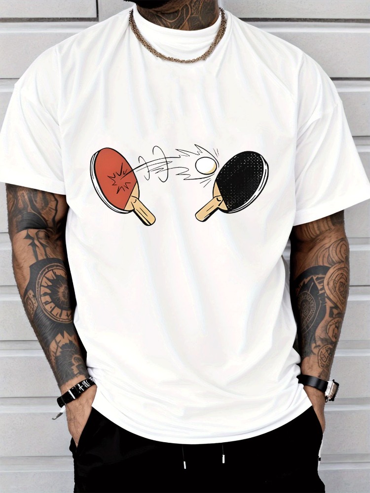 Mens Summer Tee Cartoon Table  - Table Tennis Outfit Male review and price